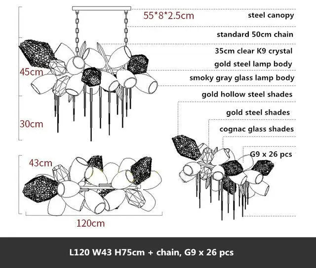 Modern Luxury Villa Glass Chandelier ChandeliersLife®