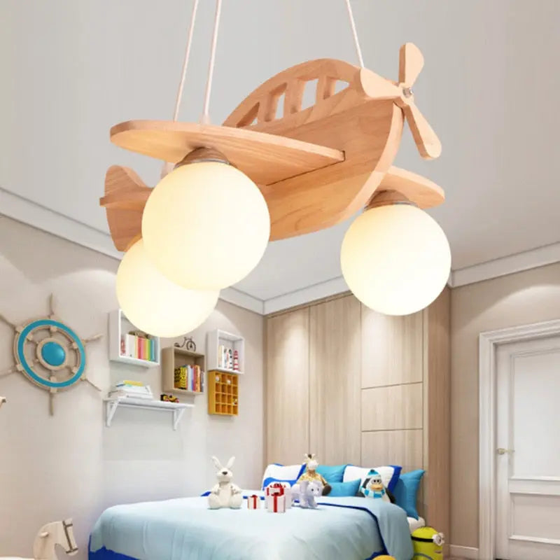 Wood Airplane Chandelier For Children Kids Boy Bedroom ChandeliersLife®