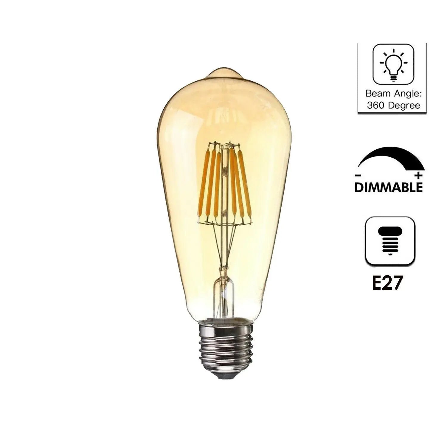 6 Pack E27 Vintage Industrial LED Bulb LEDSone