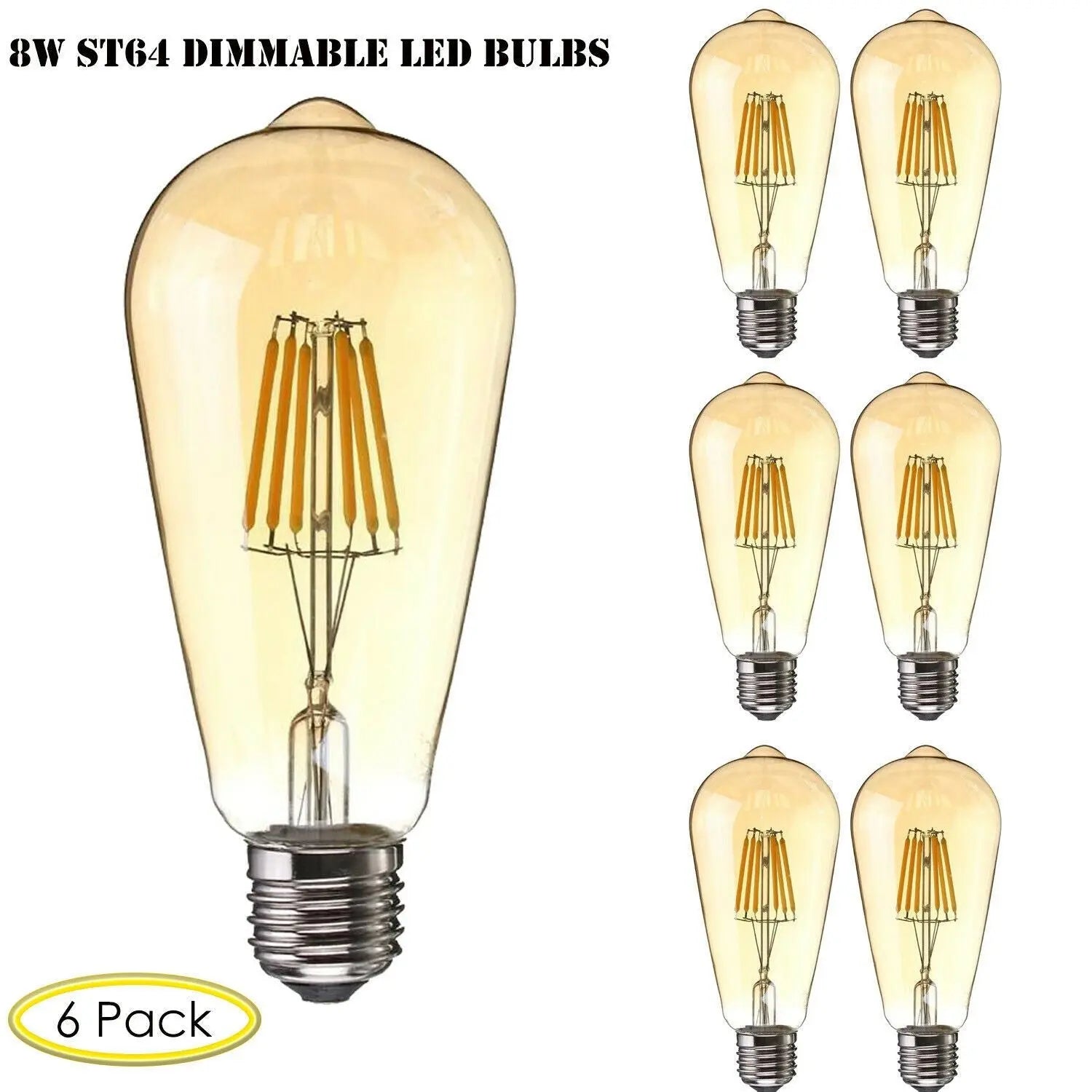 6 Pack E27 Vintage Industrial LED Bulb LEDSone