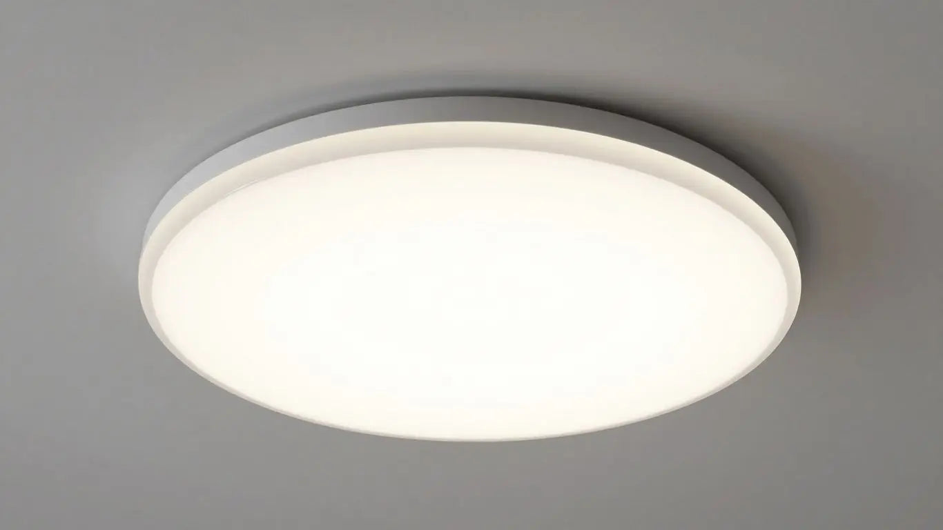 Slim, stylish ceiling light for low ceilings.