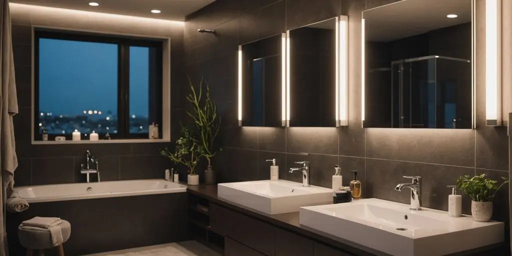 Stylish bathroom featuring innovative lighting solutions