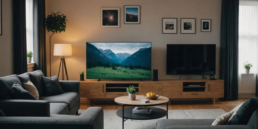 Small living room with TV and efficient space-saving decor