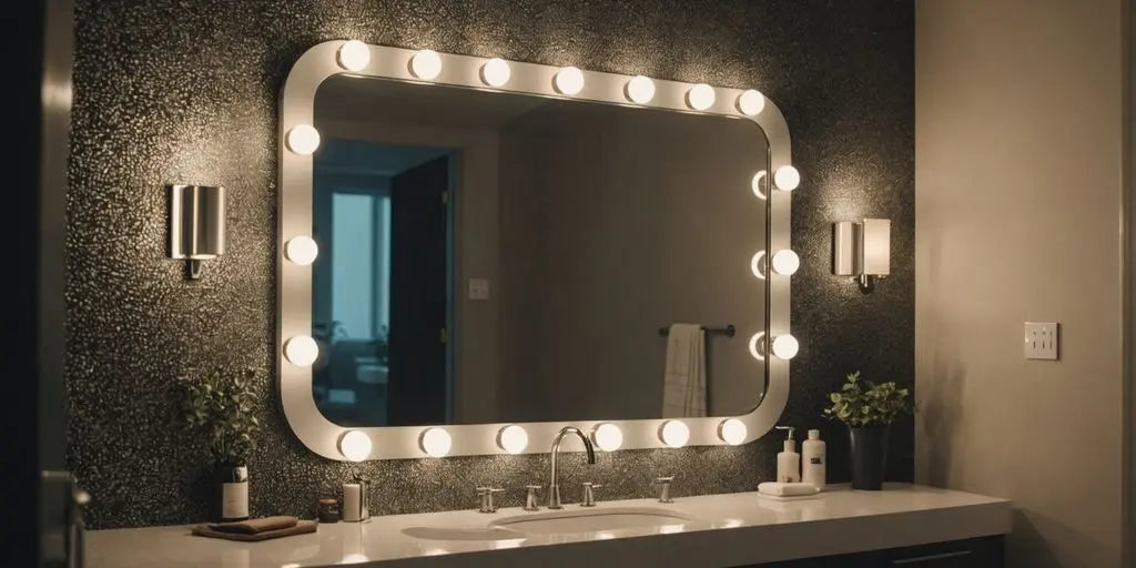Bathroom featuring a creative, eye-catching mirror design.