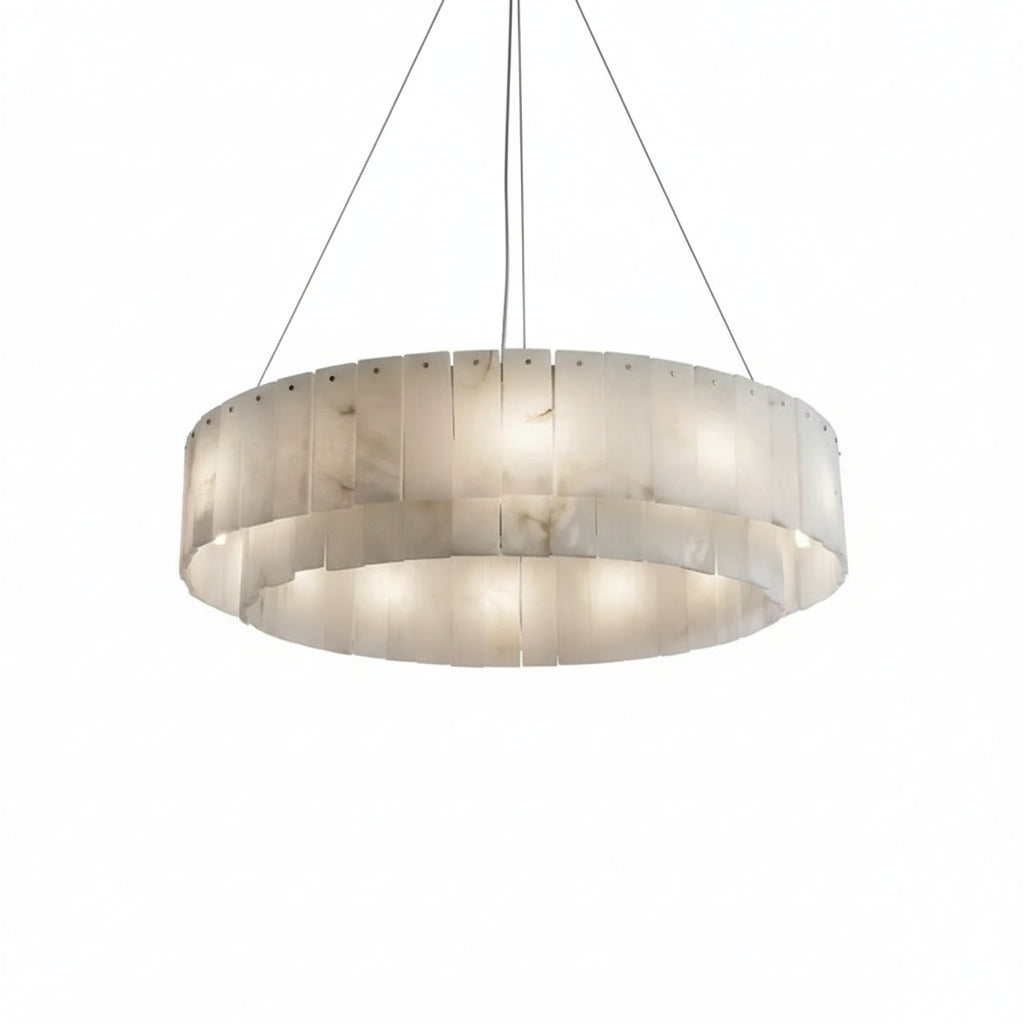 Two Tier Alabaster Modern Round Chandelier ChandeliersLife®