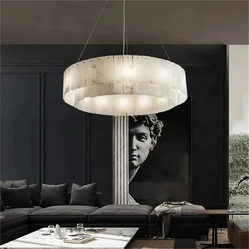 Two Tier Alabaster Modern Round Chandelier ChandeliersLife®