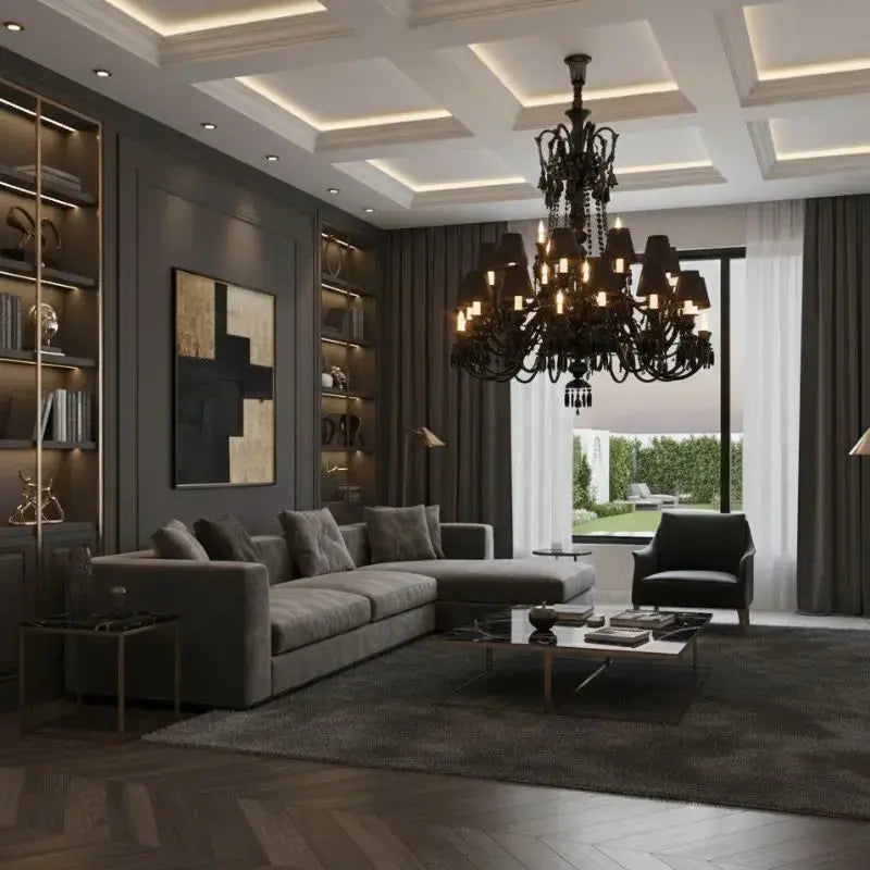 Villa Hotel Luxury Black Crystal Chandelier ChandeliersLife®