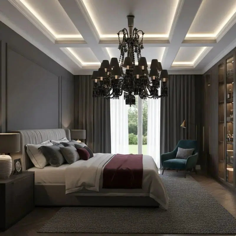 Villa Hotel Luxury Black Crystal Chandelier ChandeliersLife®