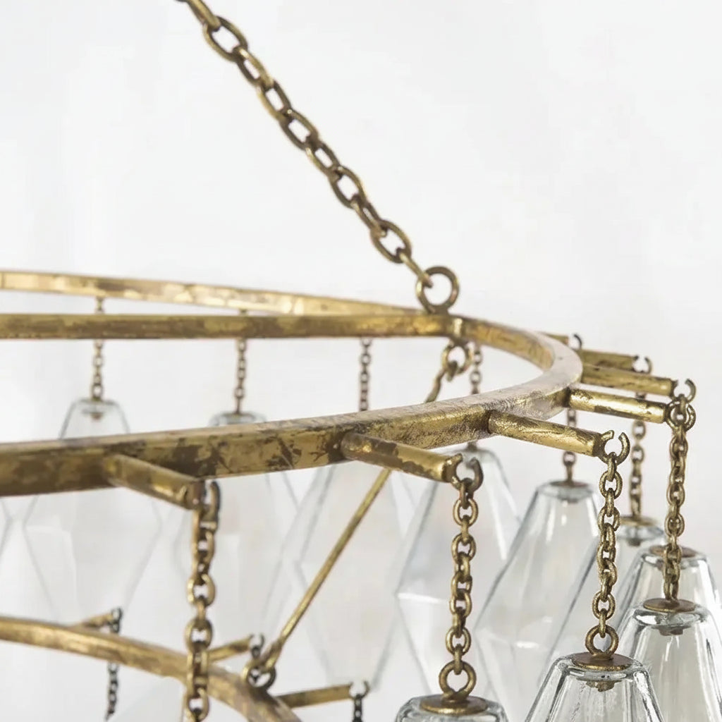 Adjustable Height Middle Glass Pendant Light