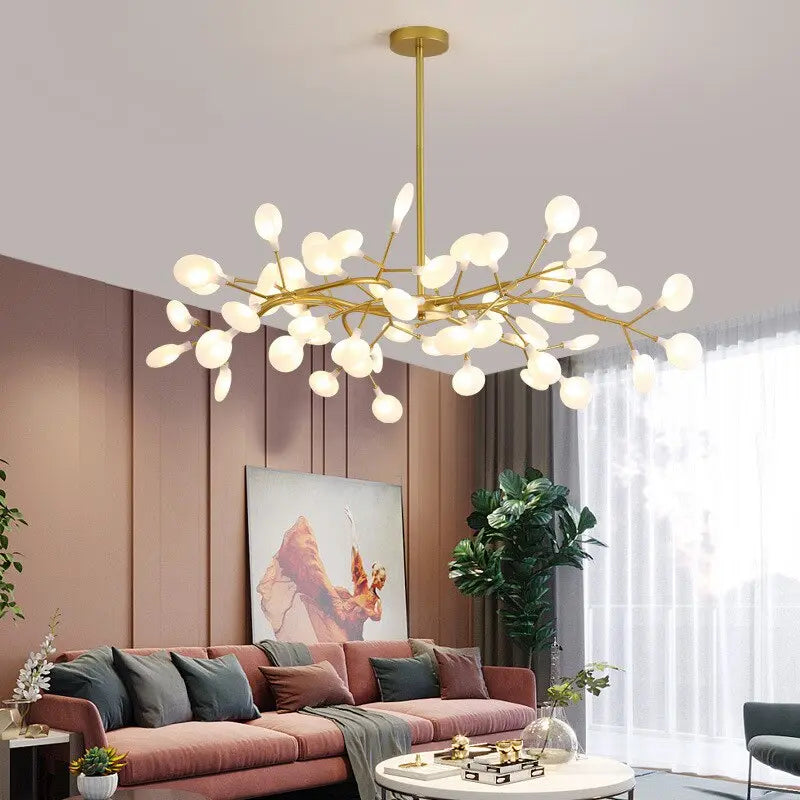 Luxurious Gold Chandelier with White Petals ChandeliersLife®