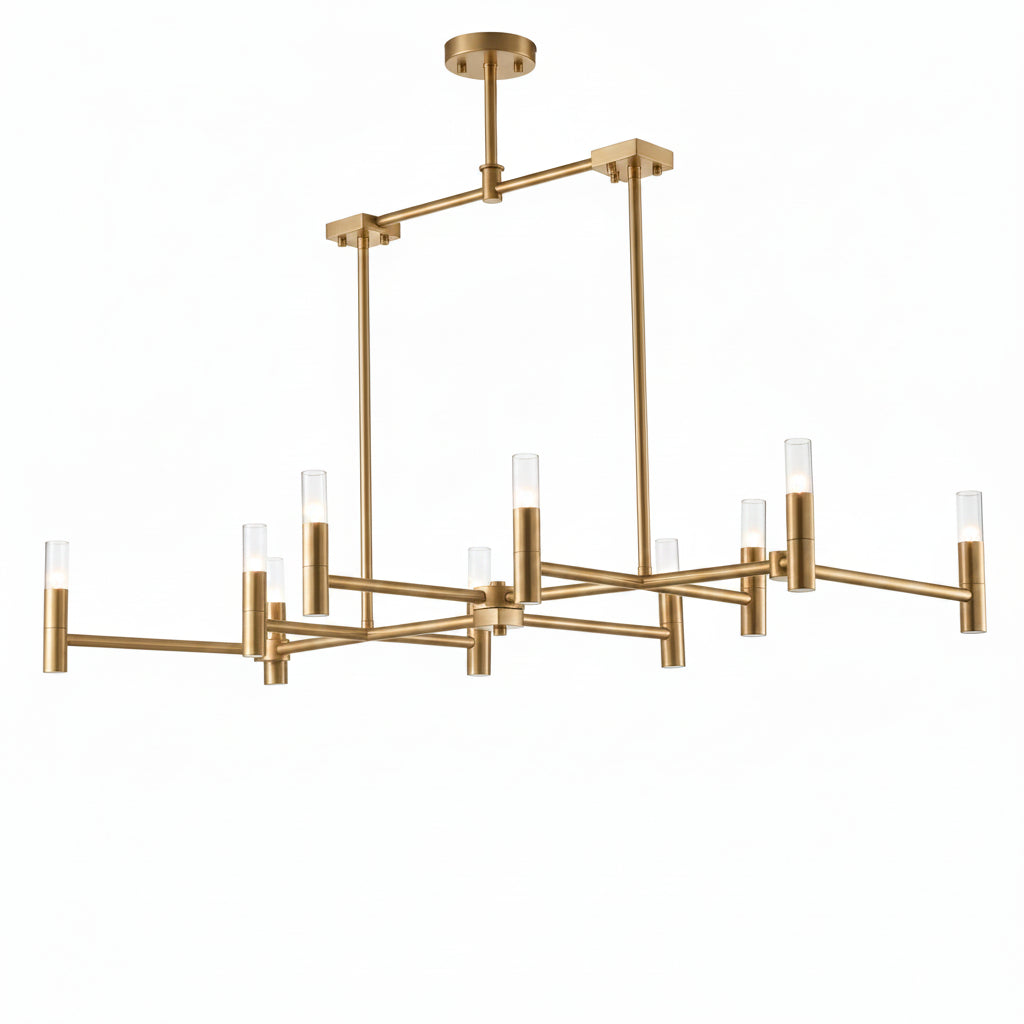Modern chandelier with multiple arms on a black background