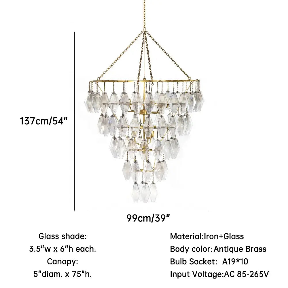 Adjustable Height Middle Glass Pendant Light