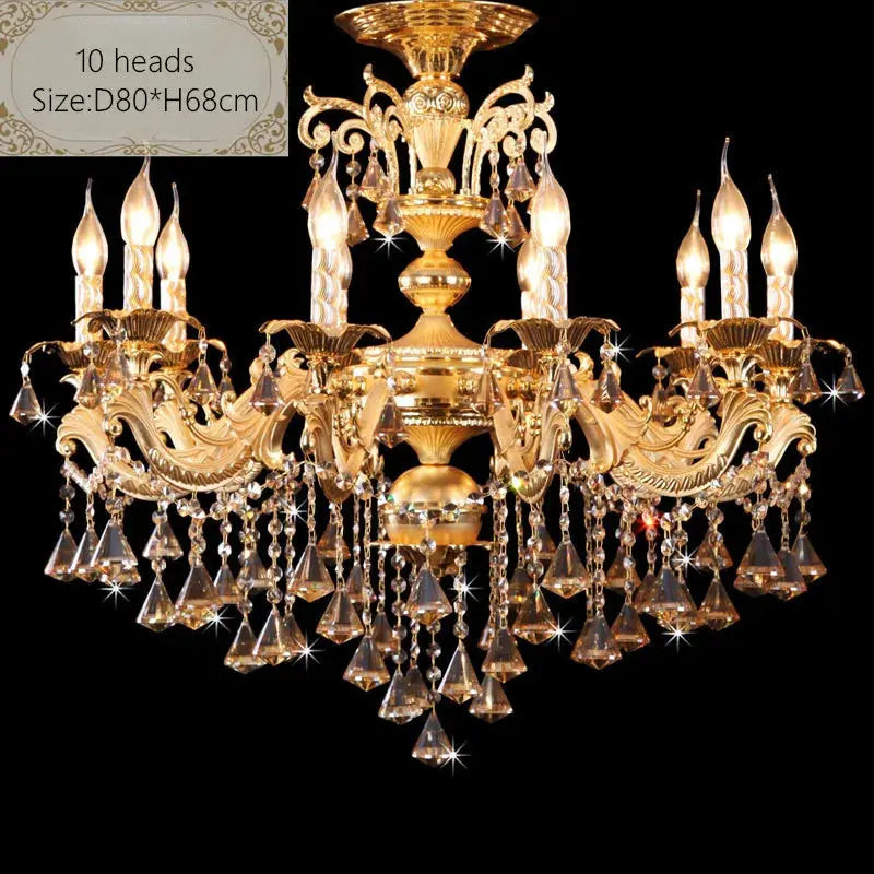 European luxury golden staircase hotel lobby zinc alloy candle chandelier lamps villa living room dining room E14 lights ChandeliersLife®