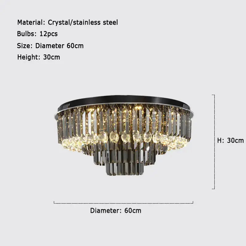 Luxury Crystal Ceiling Smoky Gray Lamp ChandeliersLife®