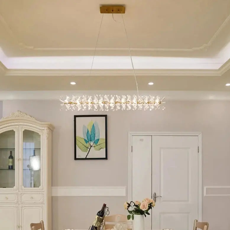 Modern Crystal Flower Long Chandelier ChandeliersLife®
