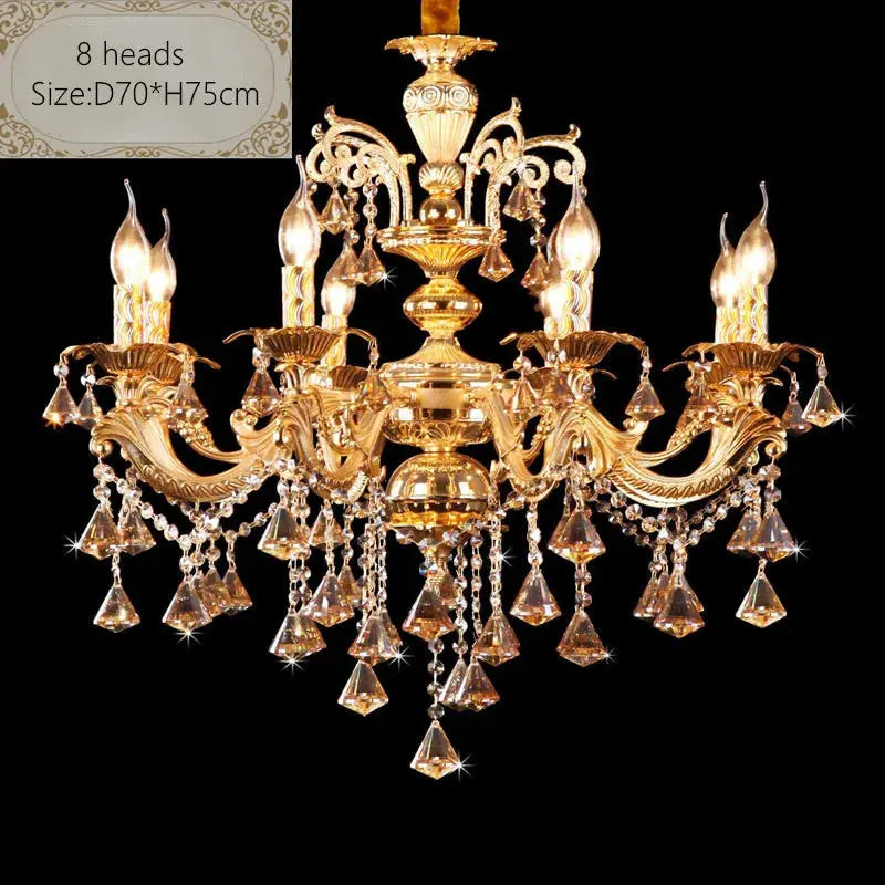 European luxury golden staircase hotel lobby zinc alloy candle chandelier lamps villa living room dining room E14 lights ChandeliersLife®