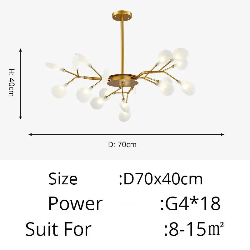 Luxurious Gold Chandelier with White Petals ChandeliersLife®