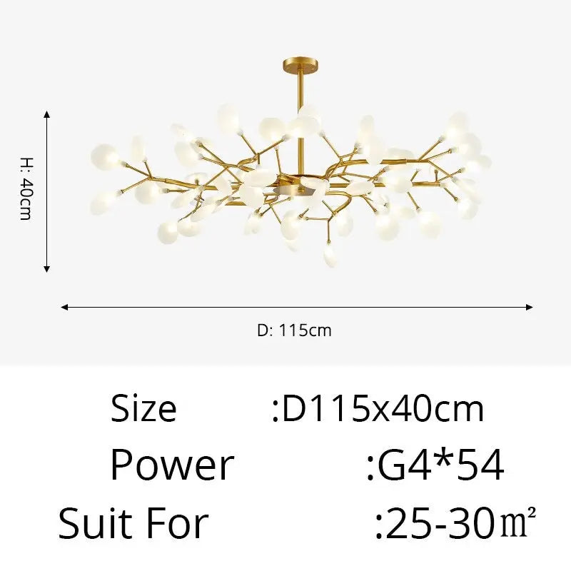 Luxurious Gold Chandelier with White Petals ChandeliersLife®