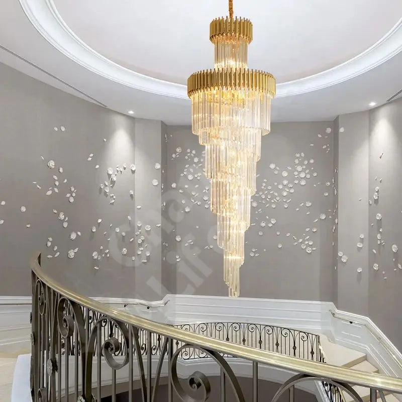 Long Black Crystal Loft Chandelier ChandeliersLife®