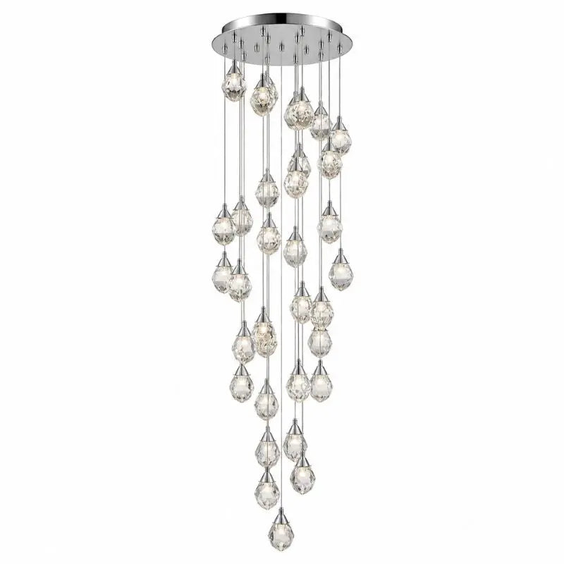 Luxury Long Diamond Crystal Ball Chandelier — close-up design detail