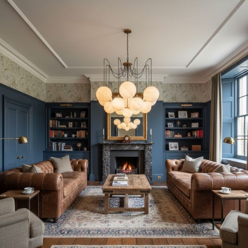 Modern Alabaster Ball Chandelier