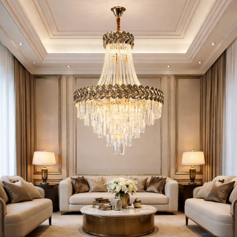 2025 Luxury Duplex Villa Crystal Chandelier
