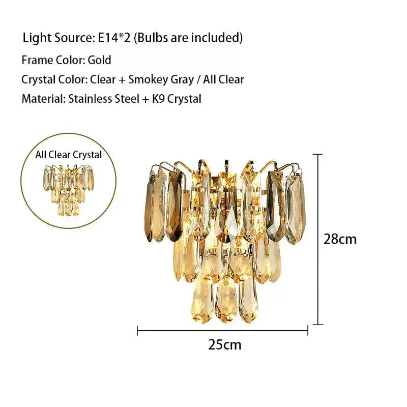 Modern Gold Crystal Wall Lights ChandeliersLife®