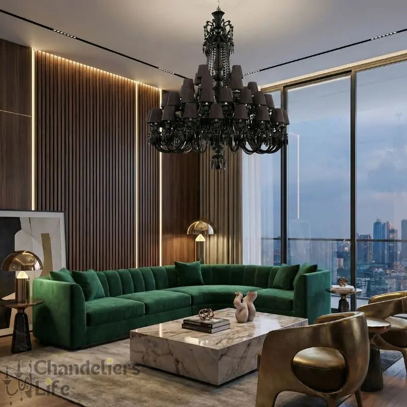 Villa Hotel Luxury Black Crystal Chandelier ChandeliersLife®