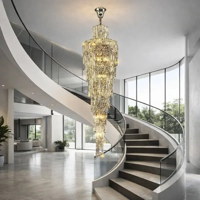 Rotating Staircase Crystal Chandelier