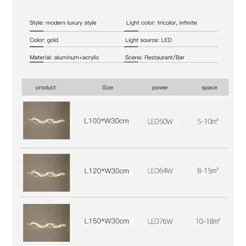 Modern Minimal LED Chandelier Wave Design ChandeliersLife®