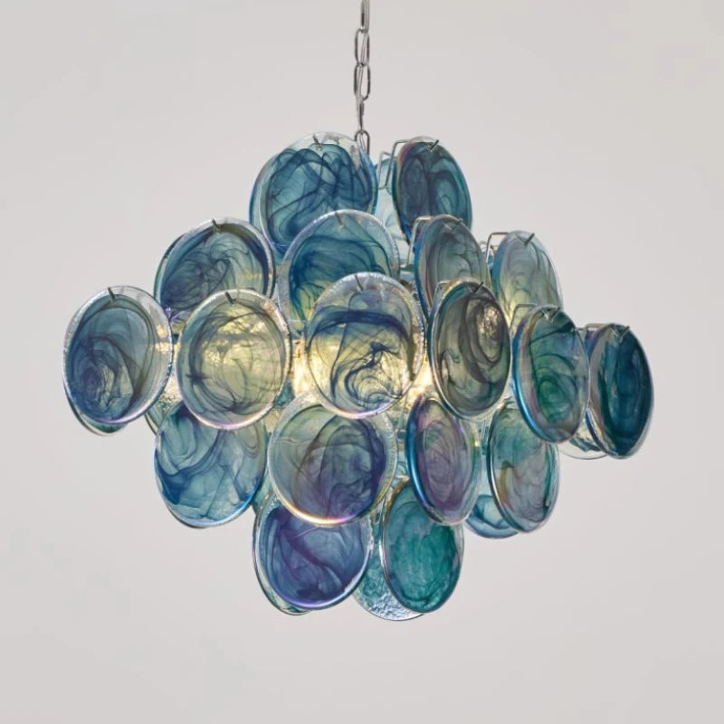 Elodie Murano-inspired Coloured Glass Disc chandelier, product gallery image 10 of 12