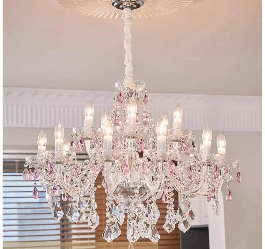 Pink Crystal Chandelier