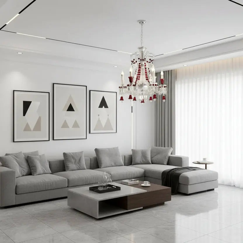 Modern Crystal Clear Red Color Chandelier ChandeliersLife®