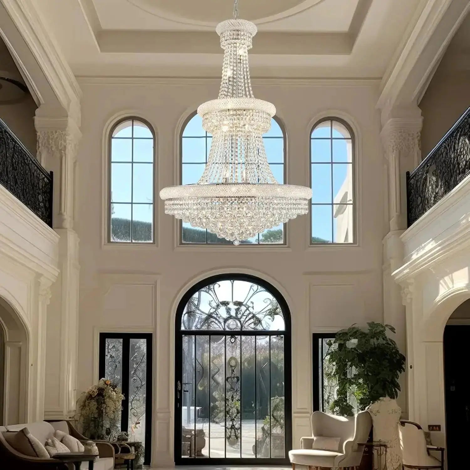 Modern Empire Crystal Chrome Chandelier ChandeliersLife®