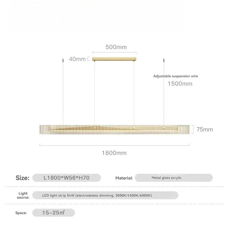 Minimalist Black Linear Chandelier Above Dining Table