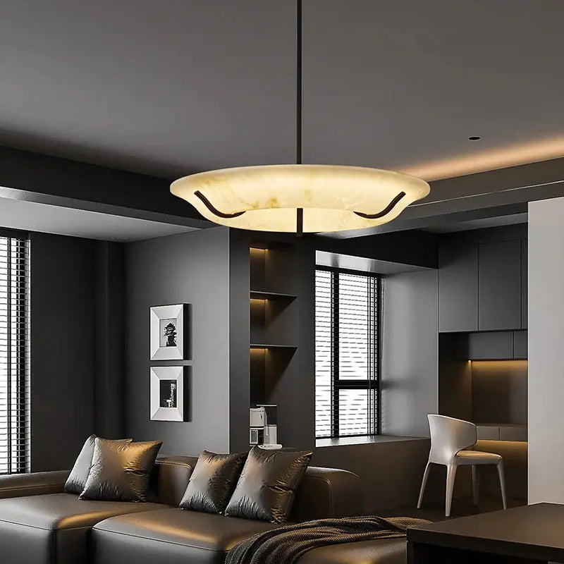 American Retro Alabaster Ring Chandelier