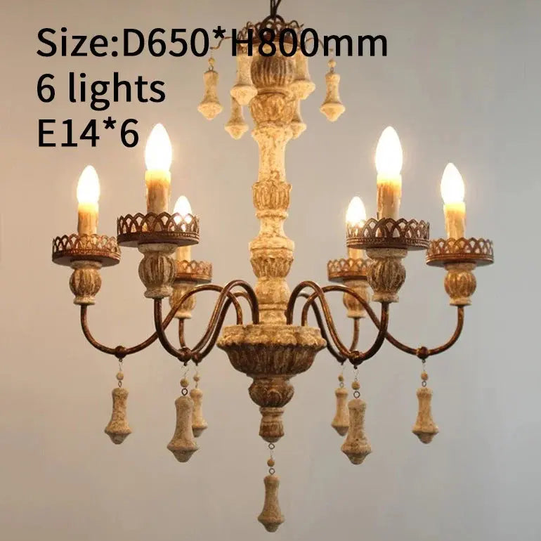 Retro Wood Chandelier With Fabric Shade ChandeliersLife®