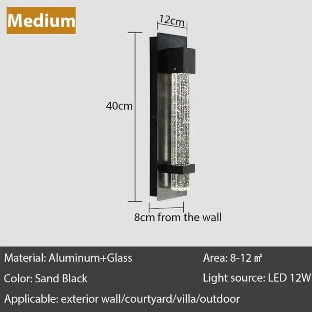 Outdoor Wall Lamp Anti Rust Aluminum with K9 Column Crystal Bubble Lighting Fixture Porch Wall Sconce for Garden Garage Entryway ChandeliersLife®