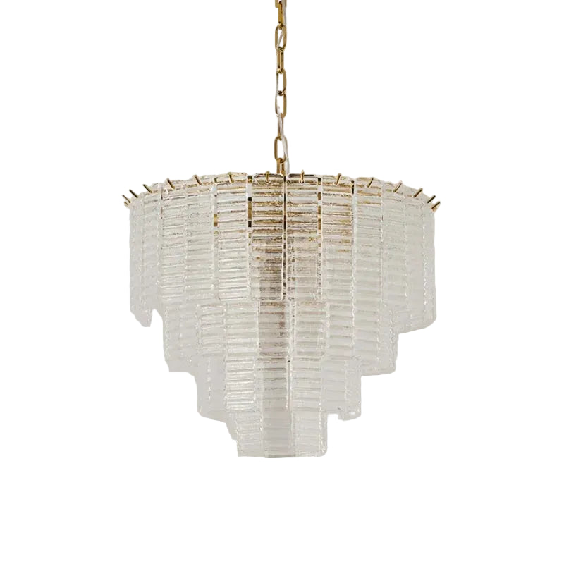 Tiered glass ceiling light with vertical fluted panel detailing