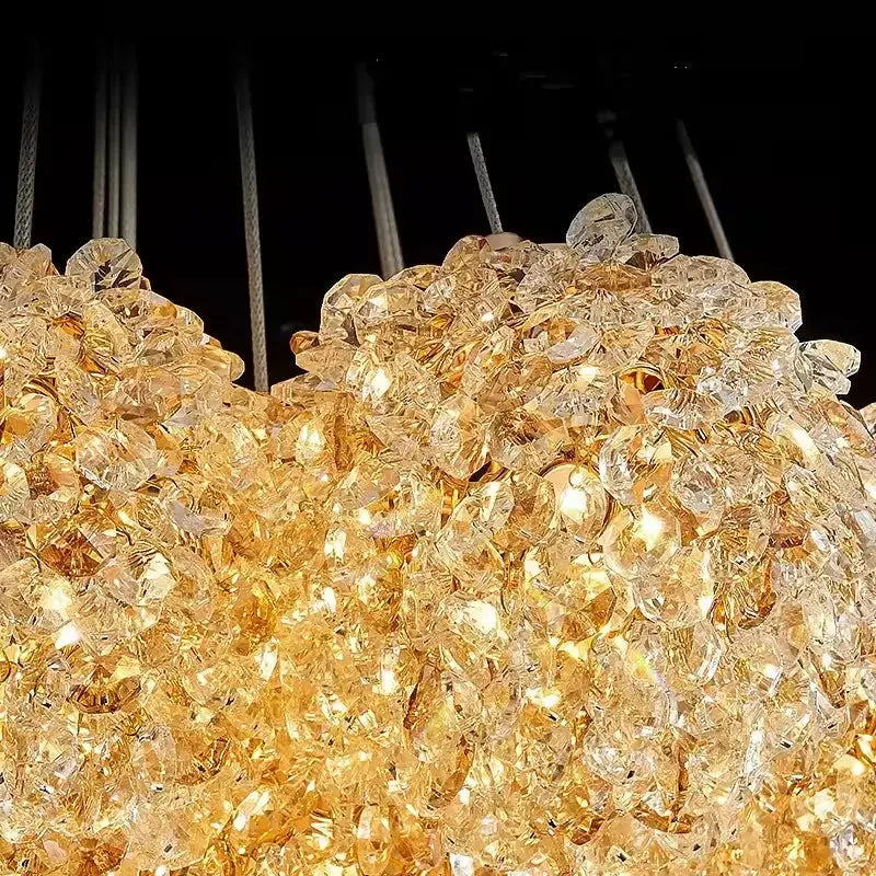 Modern Crystal Chandelier | Gold Cluster Ceiling Light