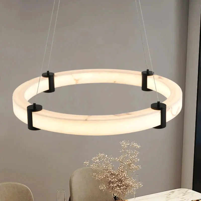 Luxury Ring Alabaster Pendant Chandelier