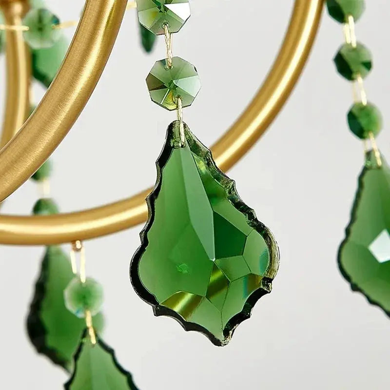 French Retro Copper Rreen Crystal Living Room Chandeliers Light Luxury Dining Room Bedroom Study Candle Pendant Lights E14 Lamps ChandeliersLife®