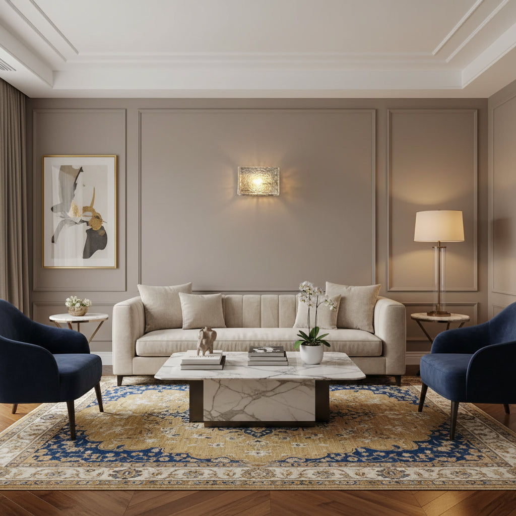 Wall lamp with dimensions and bulb information on a black background