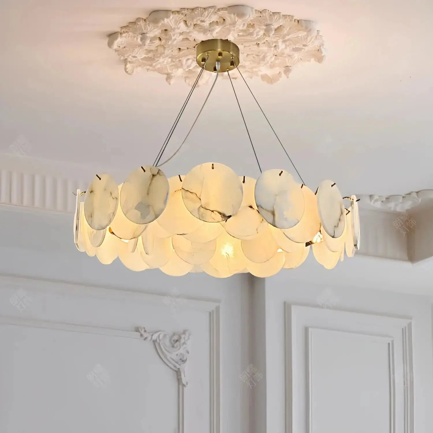 Modern White Marble Alabaster Round Lamp ChandeliersLife®