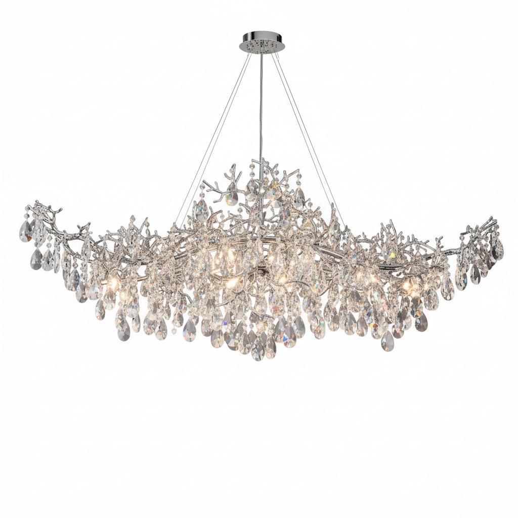 Luxury Modern Crystal Pendant Chandelier Hanging Living Room Lamp Dining Table Silver Branch Rectangular Chandeliers for Kitchen ChandeliersLife®