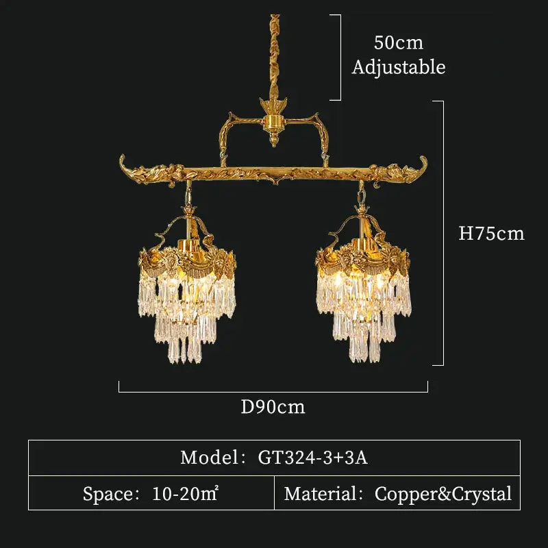 European Rococo Luxury Brass Restaurant Chandelier French Classical Retro Bedroom Foyer Crystal Pendant Light ChandeliersLife®
