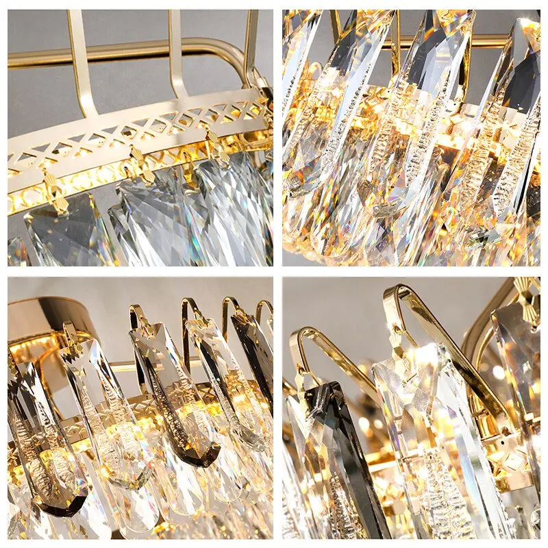 Crystal Modern Gold Straight Lustre ChandeliersLife®