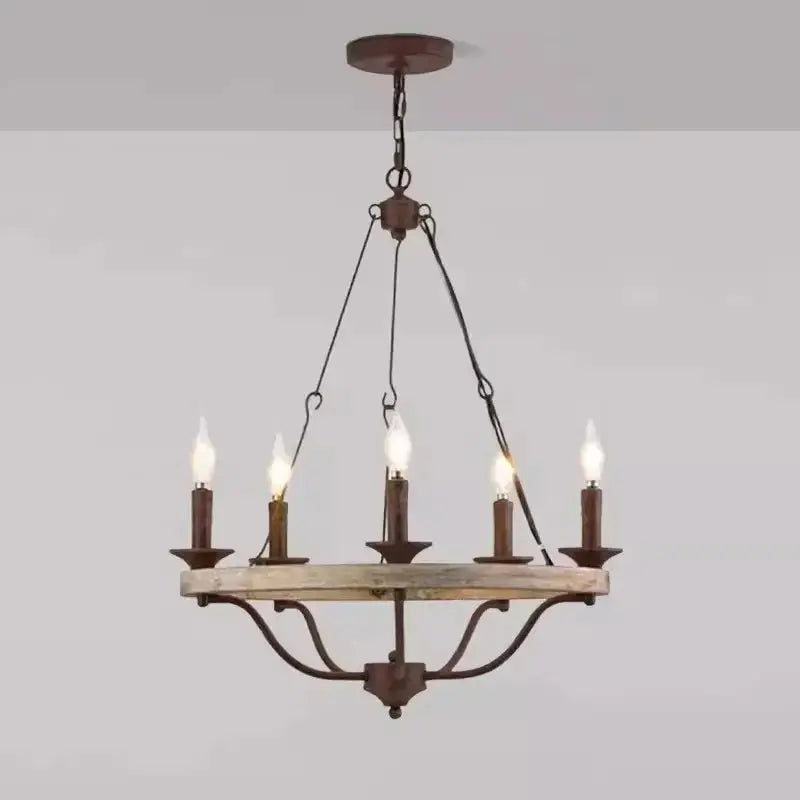 Retro American Bedroom Wood Chandelier