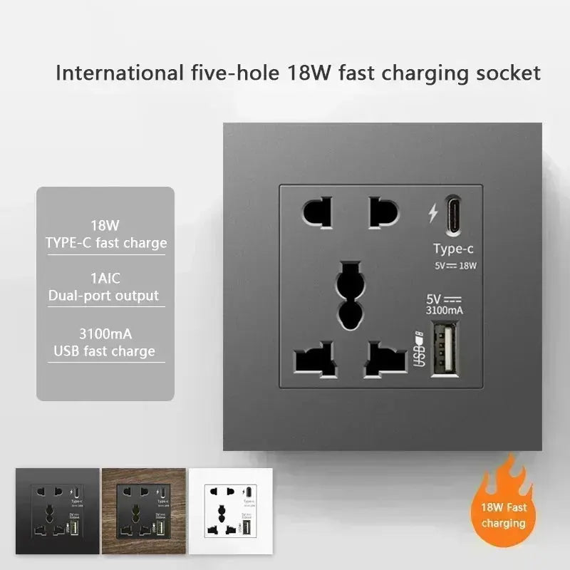 UK Wall Electrical Outlet with USB Charger ChandeliersLife®