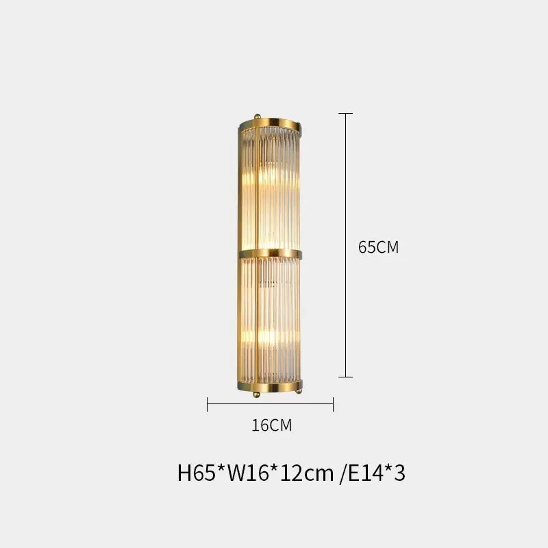 Lucien copper and crystal wall light Design B 65 cm – product reference